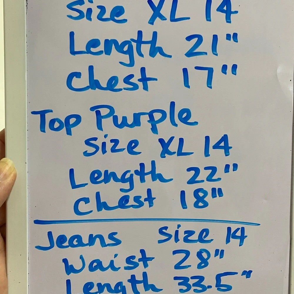 SO Kids Matching Set Jeans T-Shirt Knit Top Purple and Blue Size 14